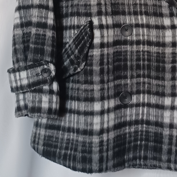 FREE PEOPLE Women's Highlands Wool Blend Plaid Pea Coat.XS - Picture 6 of 15